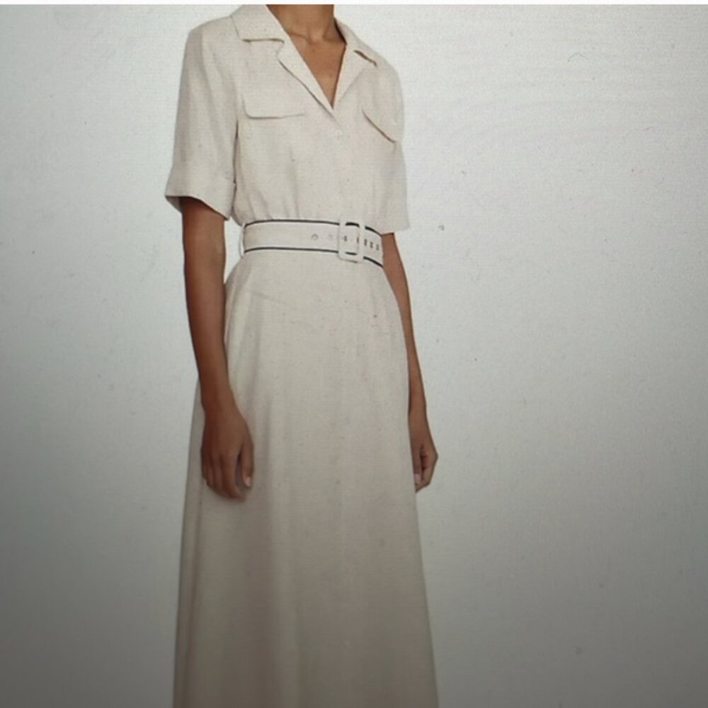 Staud Millie belted linen dress sz 0